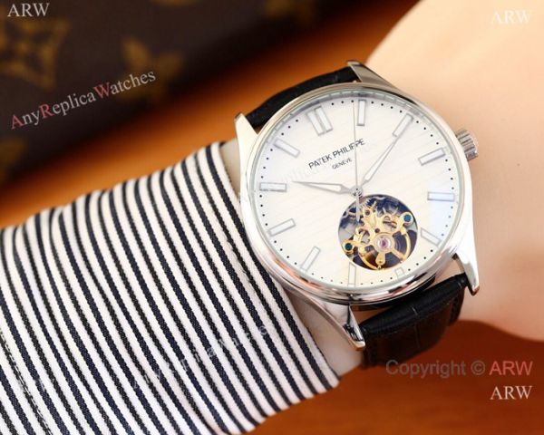 Patek Philippe Calatrava Copy es Two Tone Rose Gold Black Face WATCHES 2