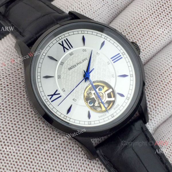 Copy Patek Philippe Tourbillon Men Black Case Red Hand WATCHES 2