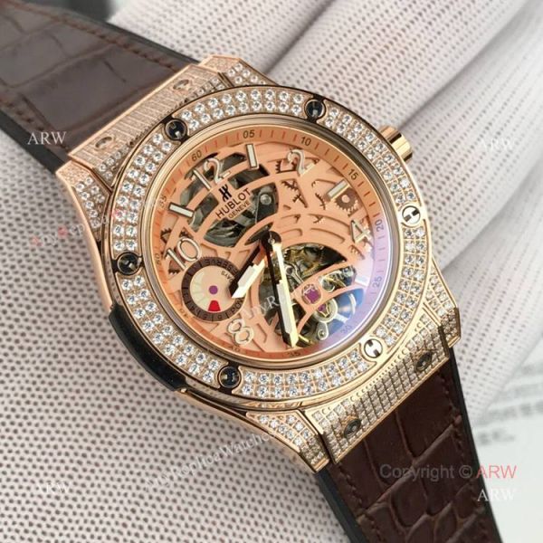 New Hublot Classic Fusion Rose Gold Diamond Black Face WATCHES 2