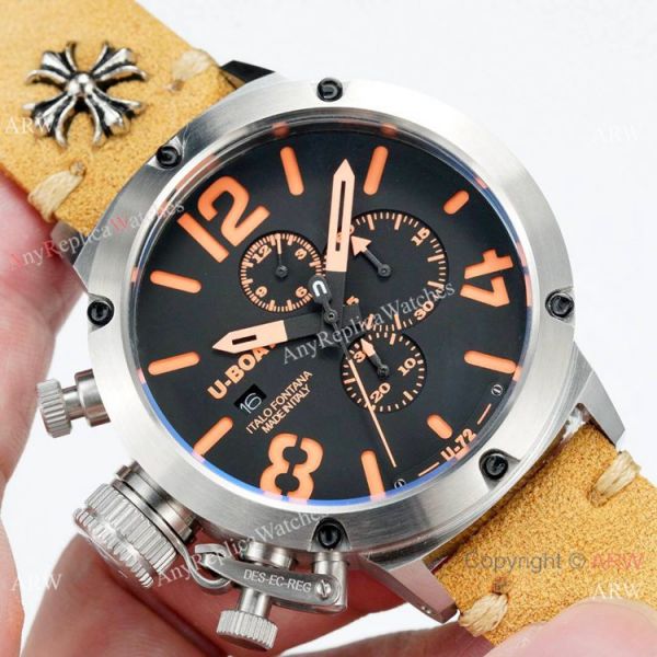 Best U-Boat Classico U-72 Chronograph es SS Yellow Leather Strap WATCHES 2