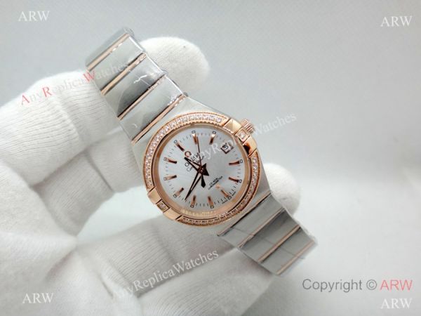 Women Omega Double Eagle 2-Tone Rose Gold Diamond High Quality China WATCHES 2