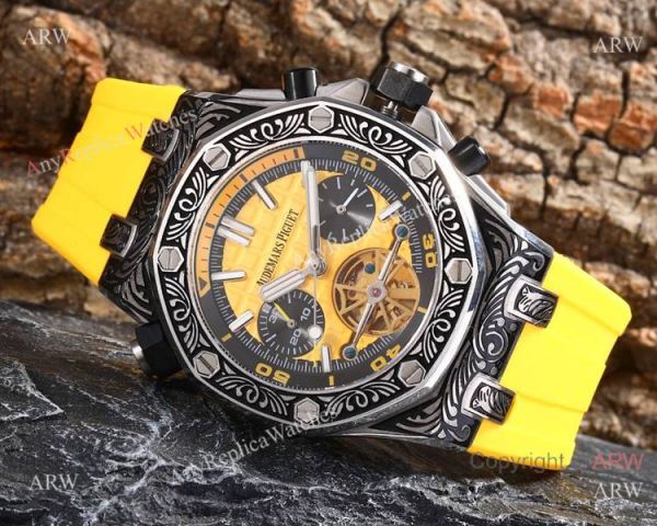 Best Copy Audemars Piguet Royal Oak Offshore Tourbillon Tattoo es Orange Rubber Strap WATCHES 2