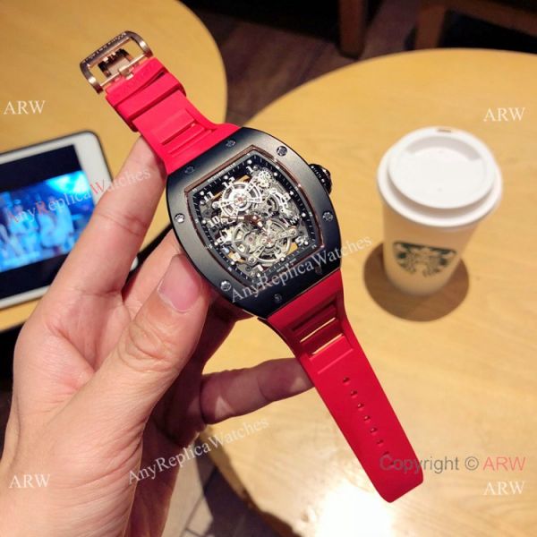 Richard Mille Knock off RM 17-01 es Black Case White Rubber Strap WATCHES 2