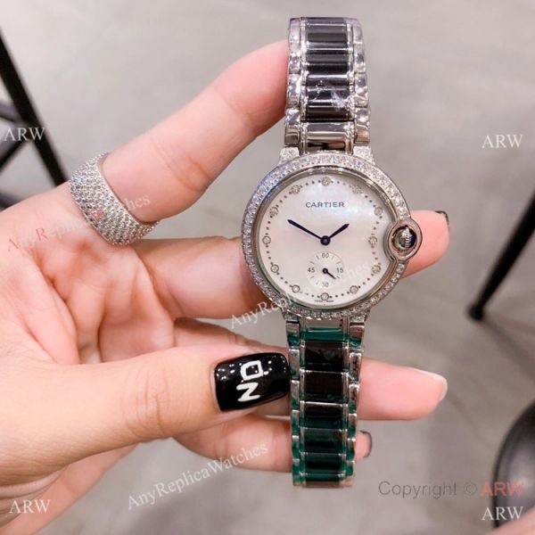 Cartier Ballon Bleu de 36mm Quartz Black Ceramic Silver WATCHES 2
