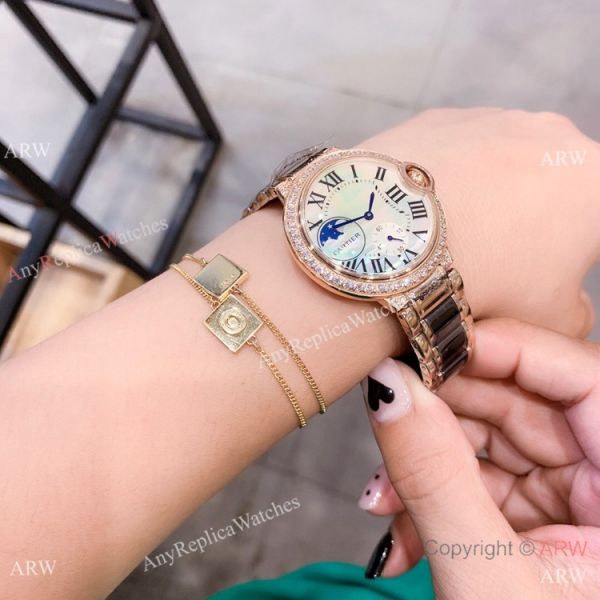 Copy Cartier Ballon Blue de 36mm Black Ceramic and Rose Gold WATCHES 2