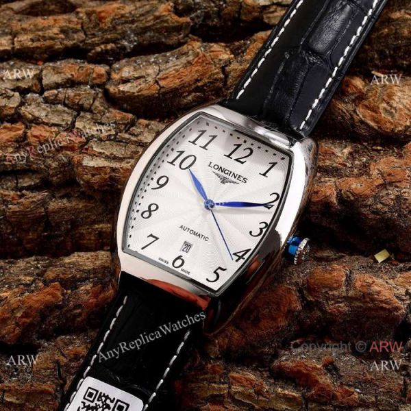 Copy Longines Evidenza Men es Black Dial Black Leather Strap WATCHES 2