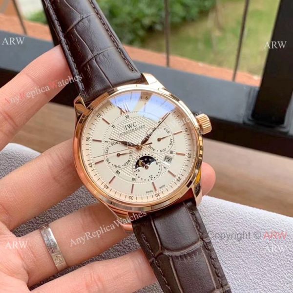 IWC Portugieser Annual Calendar es White Dial Black Leather Strap WATCHES 2