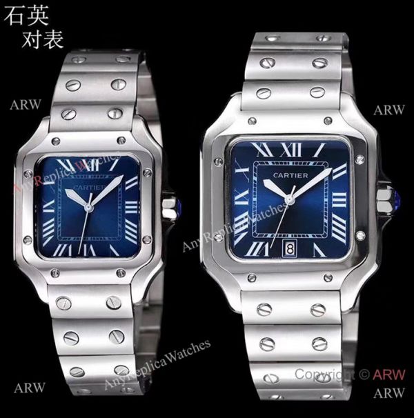 Cartier Santos de Cartier Stainless Steel Black Dial Lover WATCHES 2