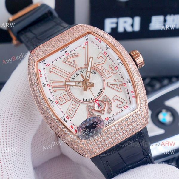 Best Franck Muller Vanguard Yachting v45 Diamond Rose Gold Dial es WATCHES 2