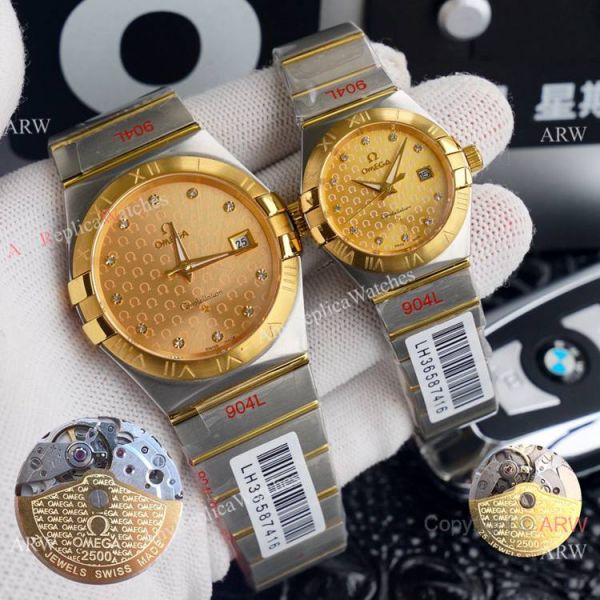 Copy Omega Constellation Logo Face Automatic Omega Couple WATCHES 2