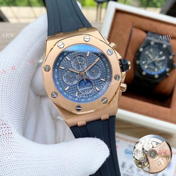 Copy Audemars Piguet Moonphase es Black Steel Case WATCHES 2
