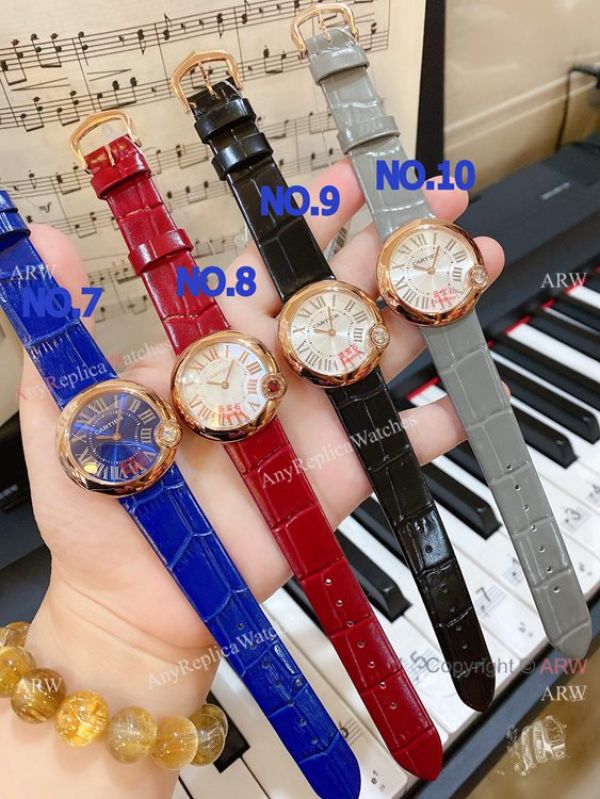 New Copy Cartier Ballon Blanc de Lady es Diamond Bezel Leather Strap WATCHES 2