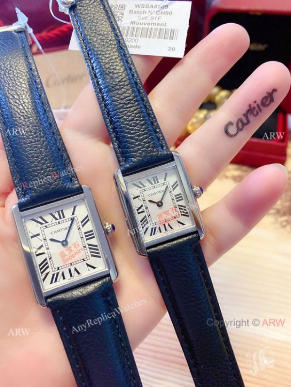 NEW! Cartier Tank Solo Couple es White Dial Leather Strap WATCHES 2