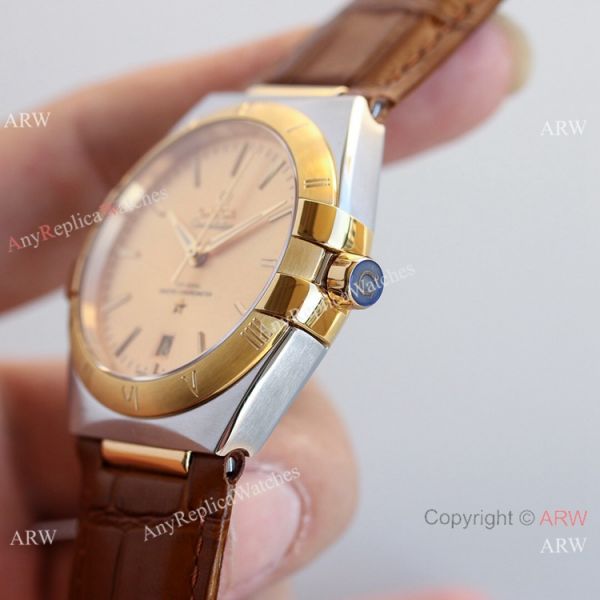 New! Swiss Omega Constellation Gents 39mm es Gold Face Diamond Markers WATCHES 2