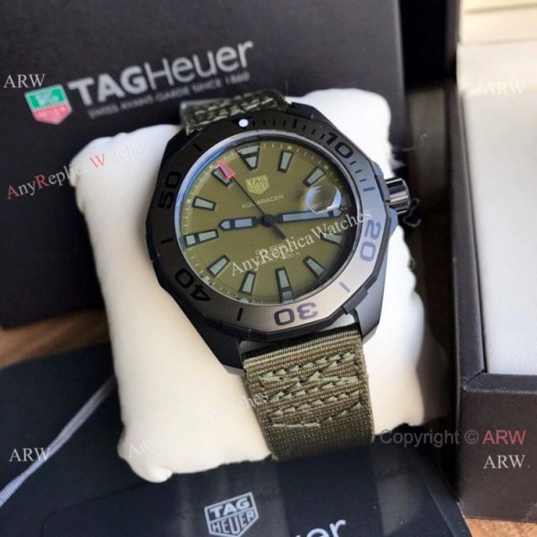 2020 Swiss Tag Heuer Aquaracer Calibre 5 Military Green Nato Strap WATCHES 2