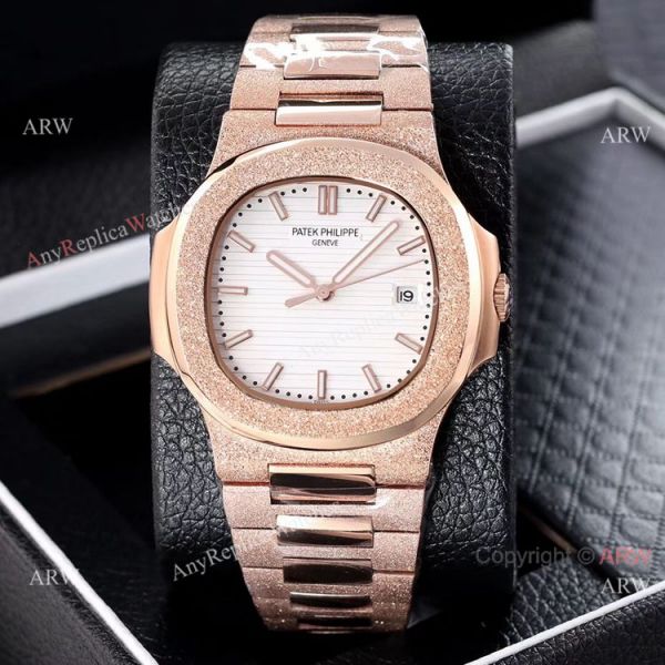 Best Clone Patek Philippe Nautilus Frosted Rose Gold es 40mm WATCHES 2
