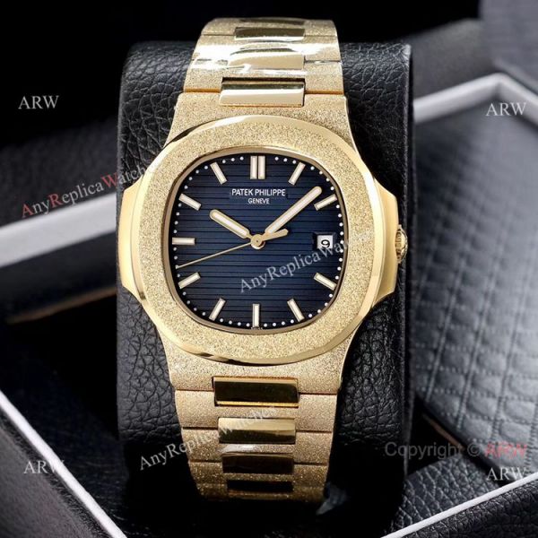 Copy Patek Philippe Nautilus Frosted Gold with Luminous Dial Markers WATCHES 2