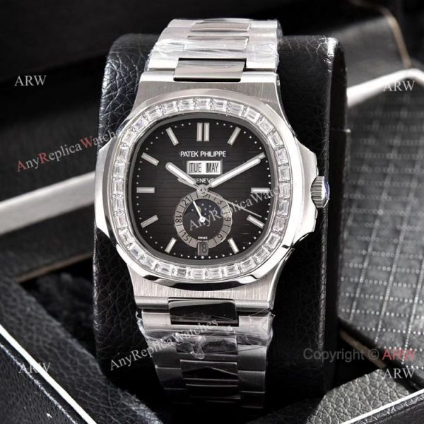 Patek Philippe Annual Calendar Copy es Stainless Steel with Diamond 40mm WATCHES 2
