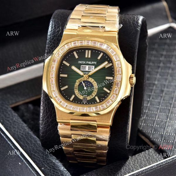 Wholesale Copy Patek Philippe Annual Calendar es Yellow Gold with Diamond WATCHES 2