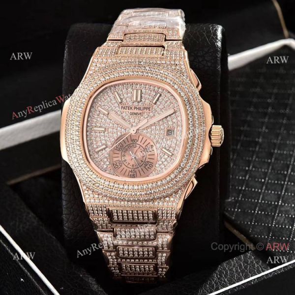 Luxury Copy Patek Philippe Nautilus Yellow Gold Full Diamond es WATCHES 2