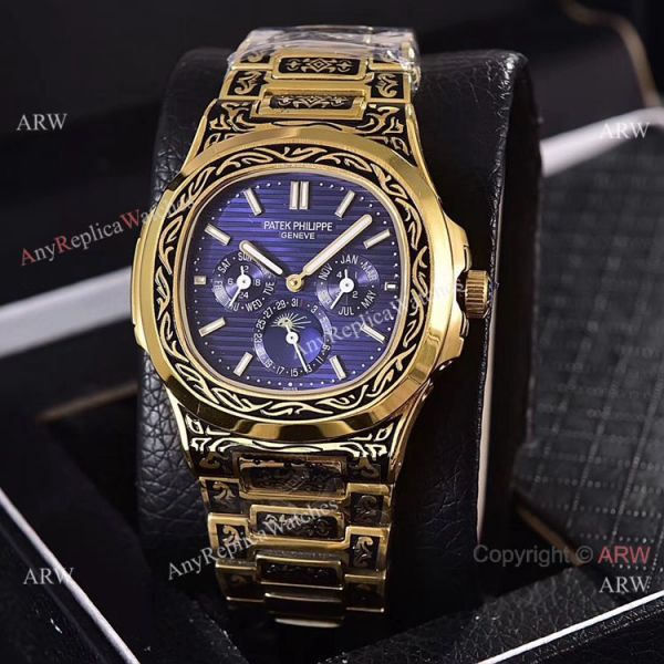 Knockoff Patek Philippe 5740 Nautilus Yellow Gold Engraving 40mm WATCHES 2