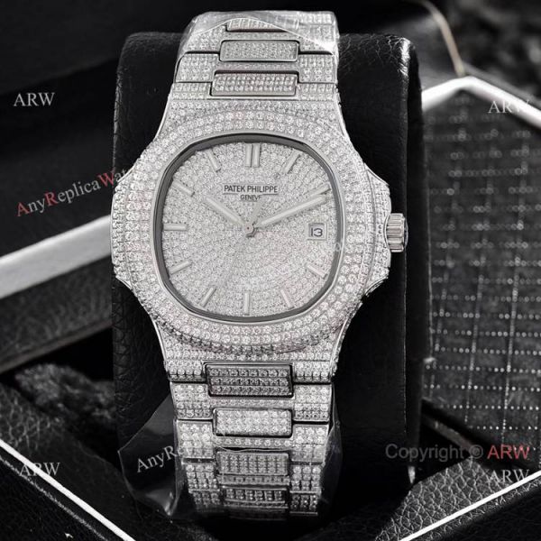Iced Out Patek Philippe Nautilus Automatic Wrist AAA Quality Copy WATCHES 2