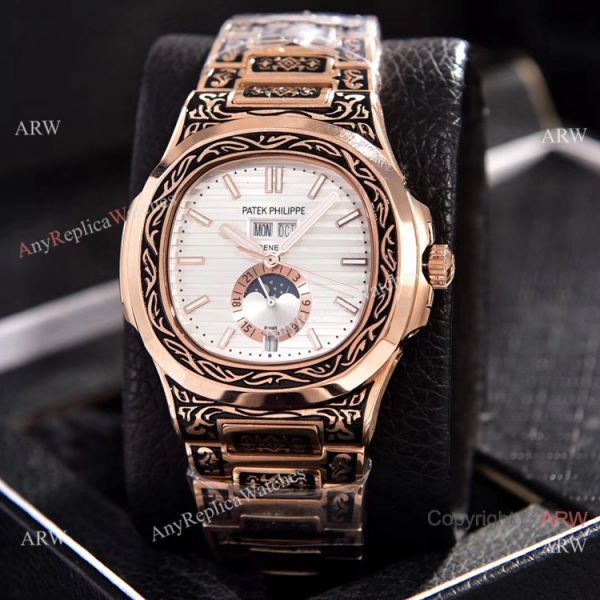 Patek Philippe Annual Calendar Copy es Rose Gold Engraving WATCHES 2