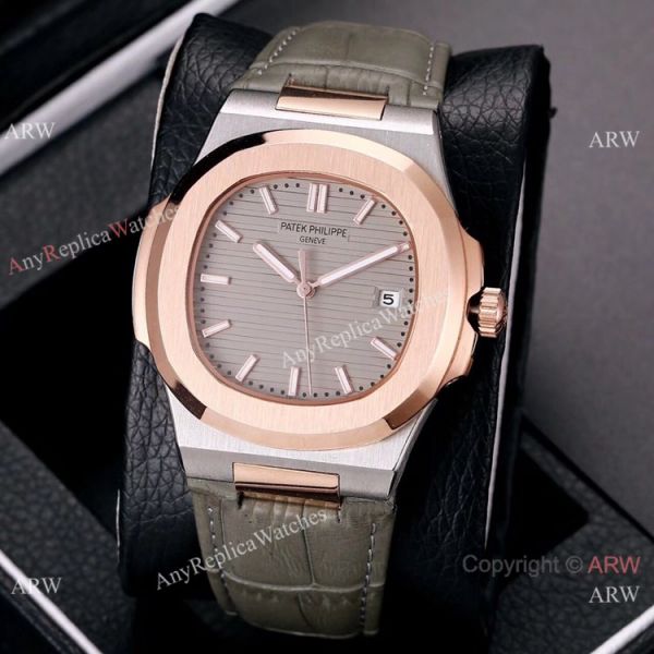 Best Knockoff Patek Philippe Nautilus Leather es 2-Tone Rose Gold WATCHES 2