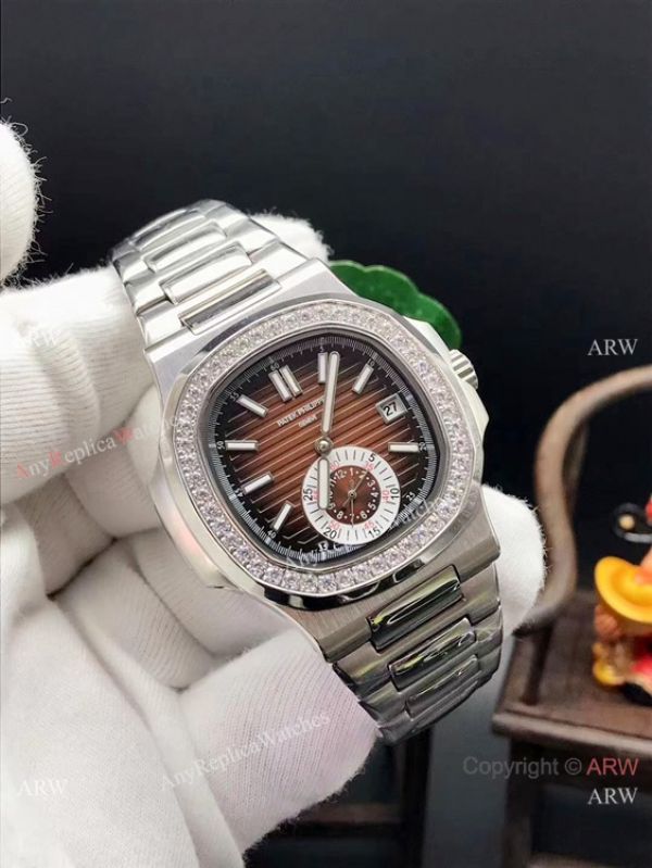 Patek Philippe Nautilus Stainless Steel Diamond Bezel WATCHES 2