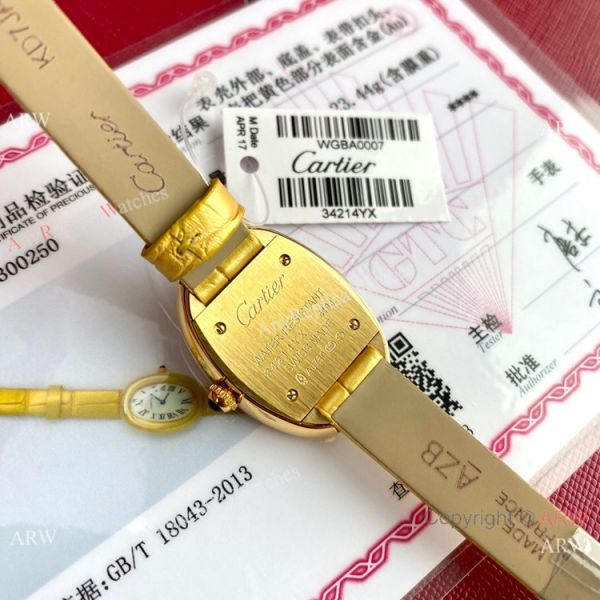 New Copy Cartier Baignoire Sapphire Glass Quartz All Gold Small WATCHES 2
