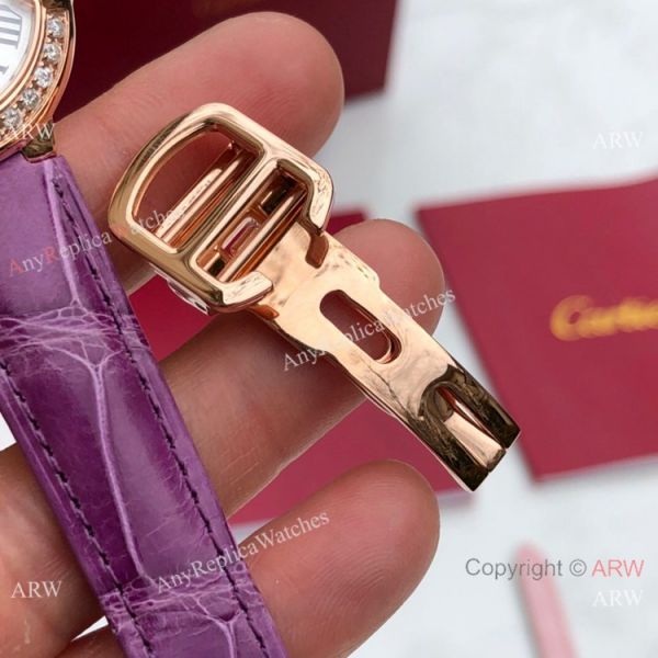 Swiss Copy Cartier Ballon Bleu 30mm Swiss Quartz Purple Leather Strap WATCHES 2