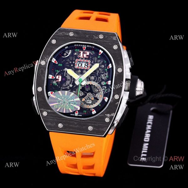 Best RM 62-01 Richard Mille Tourbillon Vibrating Alarm ACJ Green Rubber Band WATCHES 2