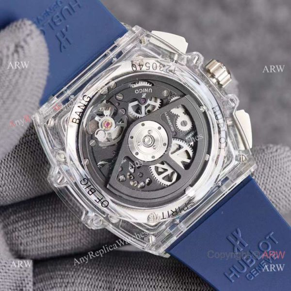 Top Quality Hublot Spirit of Big Bang Transparent Blue Rubber Strap WATCHES 2