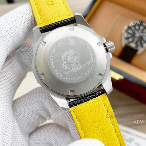 High Copy Tag Heuer Aquaracer Calibre 5 Automatic 44mm White Face Black Leather Strap WATCHES 2