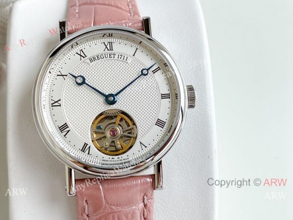 New Copy Breguet Classique Tourbillon Pink Leather Strap Women 32mm WATCHES 2