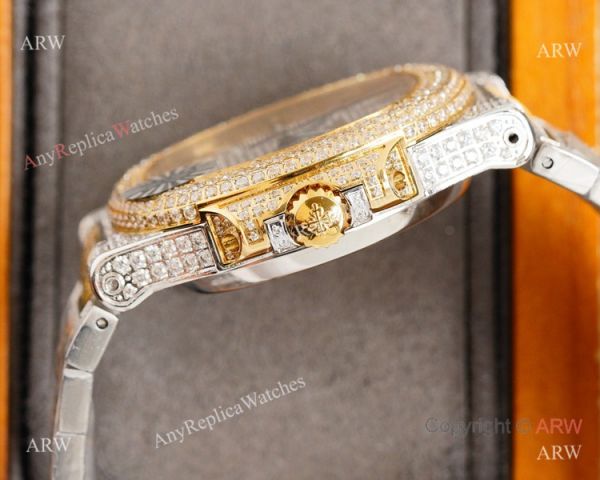 AAA Grade Copy Patek Philippe Nautilus Swiss 9015 40mm Gold Diamond Dial 2-Tone WATCHES 2