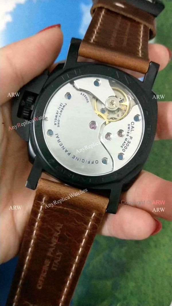 Luminor Panerai PAM372 Black Case Brown Leather Strap WATCHES 2