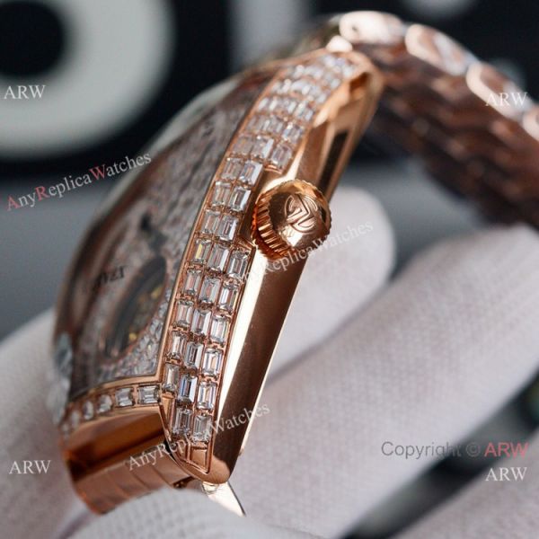 Clone Franck Muller Cintree Curvex Flying Tourbillon 43mm Iced Out Rose Gold WATCHES 2