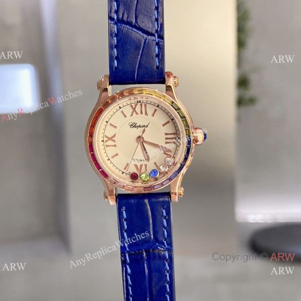 Chopard Happy Sport Quartz 30mm Rainbow bezel Rose Gold WATCHES 2