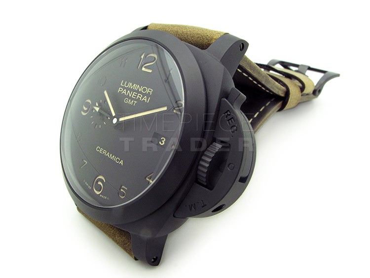replica Panerai Luminor 1950 3 Days GMT PAM441 Black Ceramic Automatic WATCHES 3