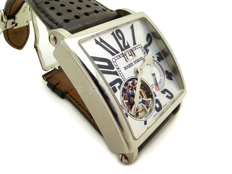 replica Roger Dubuis Golden Square Flying Tourbillon G40 030 N1.63 18k White Gold Manual Hand Winding WATCHES 3