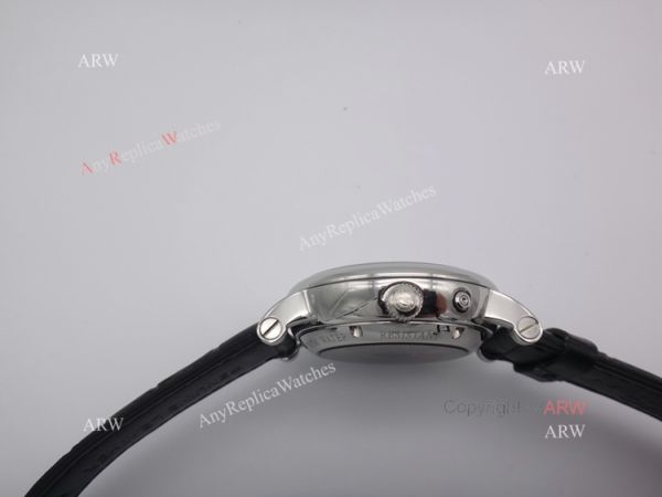 replica Clone IWC Tourbillon Men IWC Portuguese Black Face Black Leather Strap WATCHES 3
