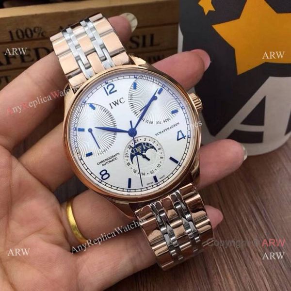 replica IWC Portuguese Black Face Two Tone Rose Gold Moonphase WATCHES 3