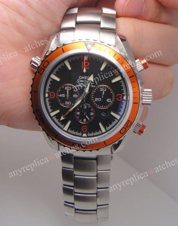 replica Omega Planet Ocean Seamaster Orange Bezel SS Chronograph Dial WATCHES 3