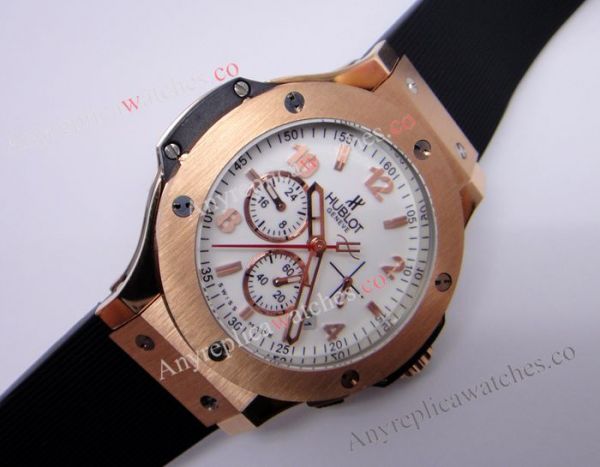 replica Hublot Big Bang Rose Gold White Face For Lady WATCHES 3