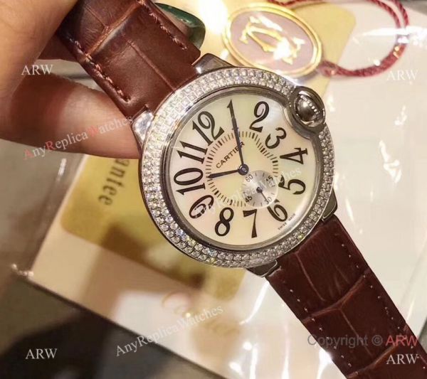 replica Womens Fake Cartier Ballon Bleu Diamond Bezel 36mm WATCHES 3