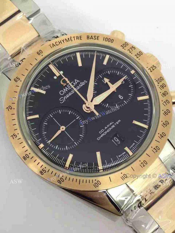 replica Swiss Omega Speedmaster 2-Tone Rose Gold Black Dial WATCHES 3