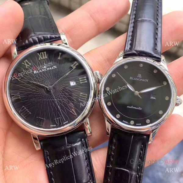 replica Copy Blancpain Lovers Rose Gold Brown Leather Strap WATCHES 3