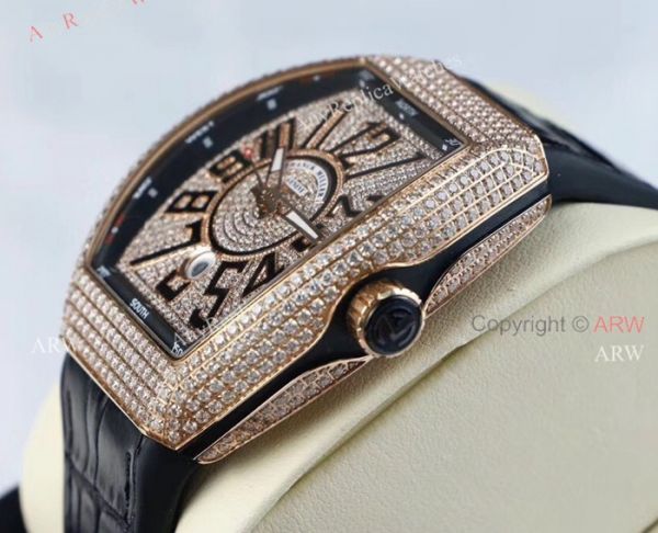 replica High Quality Franck Muller Vanguard Iced Out Full Diamond For Sale WATCHES 3