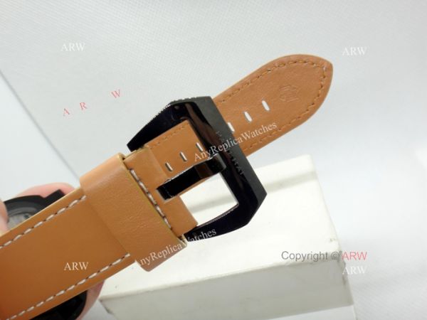 replica Panerai Luminor Black Dial Brown Leather Strap W Panerai Luminor Base Logo WATCHES 3